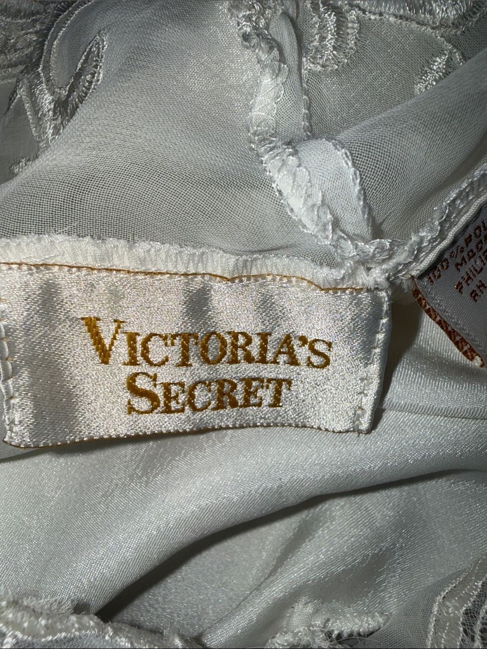 Vintage Victoria’s Secret Gold Label White Satin & Lace Slip Dress - Size Small - Picture 8 of 10